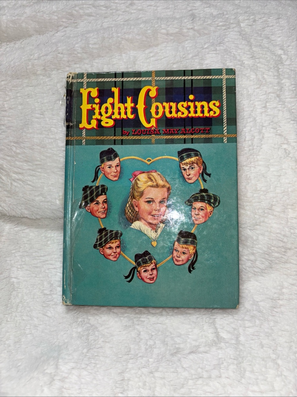 Vintage 1955 Hardcover Book “Eight Cousins” Kids Book - Teal Cover